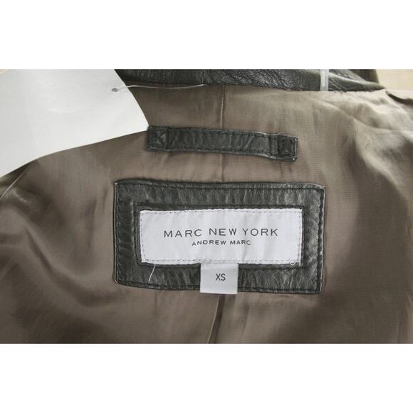 Andrew Marc Trooper Black Leather Biker Bomber Jacket Size XS New $495 - Picture 7 of 11